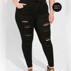 Torrid Bombshell Ripped Black Jeans 16